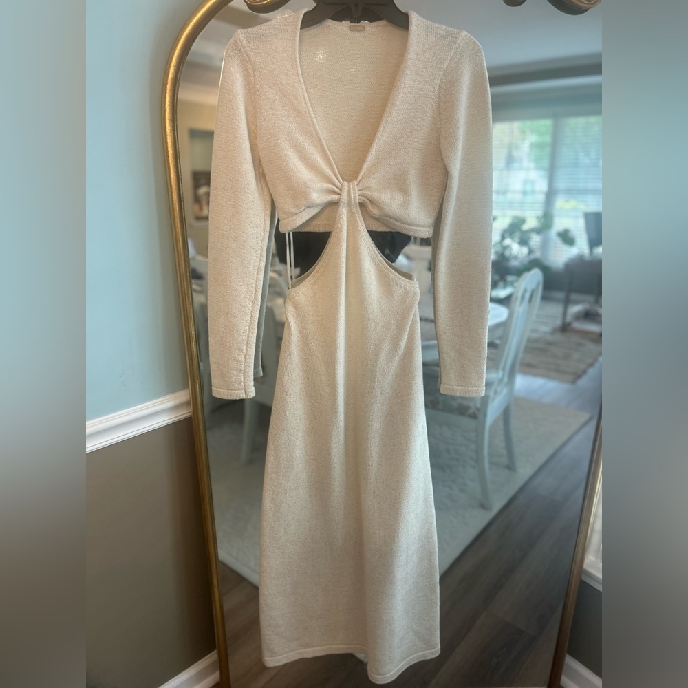 Cult Gaia Serita Knit Cutout Maxi Dress Ivory Long Sleeve Size M - Picture 4 of 12